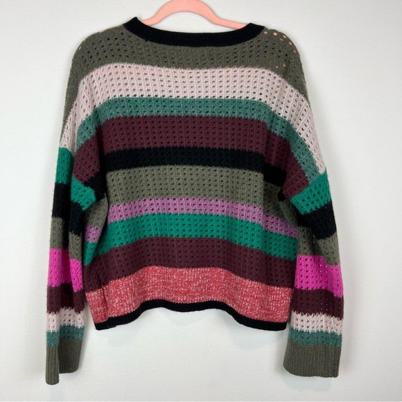 360 Cashmere Ashley Multicolored Open Knit Long Sleeve Sweater Size Medium - Picture 5 of 13